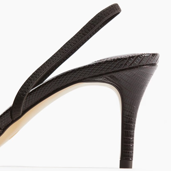 H&M Edition Premium Pointed Slingback Pumps. Dark Brown Croc-Embossed Leather. - Picture 12 of 12
